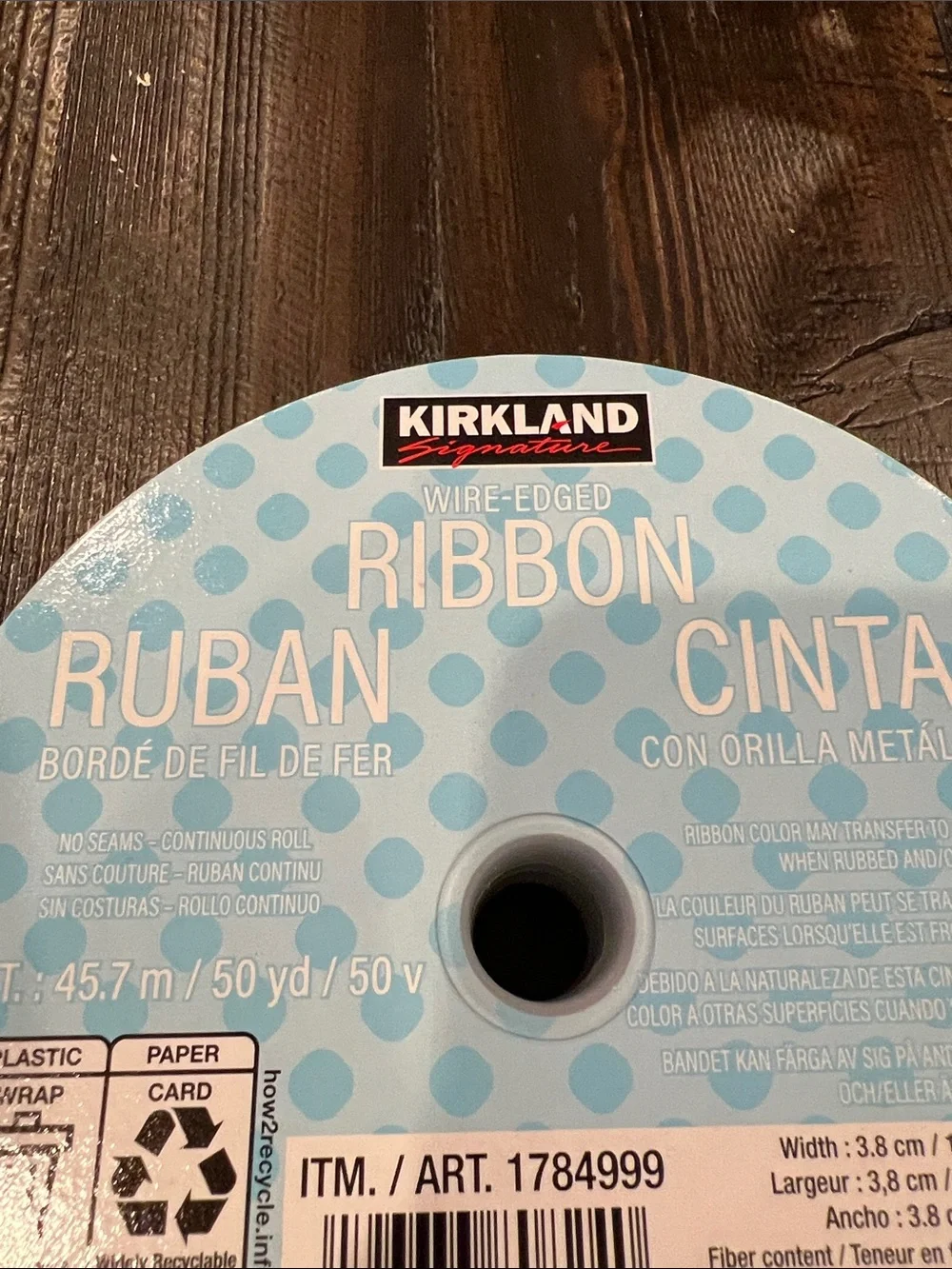 Kirkland Signature Pale Blue Wire-Edged Ribbon
